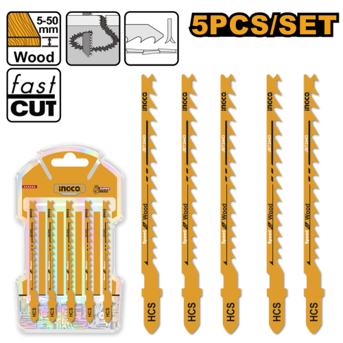 Jig saw wood faster 5pcs 74mm-6TPI شفرة منشار خشب سريع القطع 5 قطع