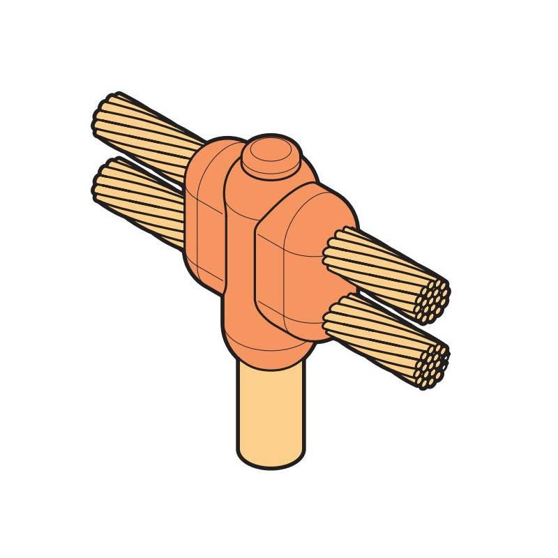 BAHRA EARTHING - Mould "Cross" Connection, 70 Sq.mm Cable to Earth Rod, Rod Diameter 17.2mm