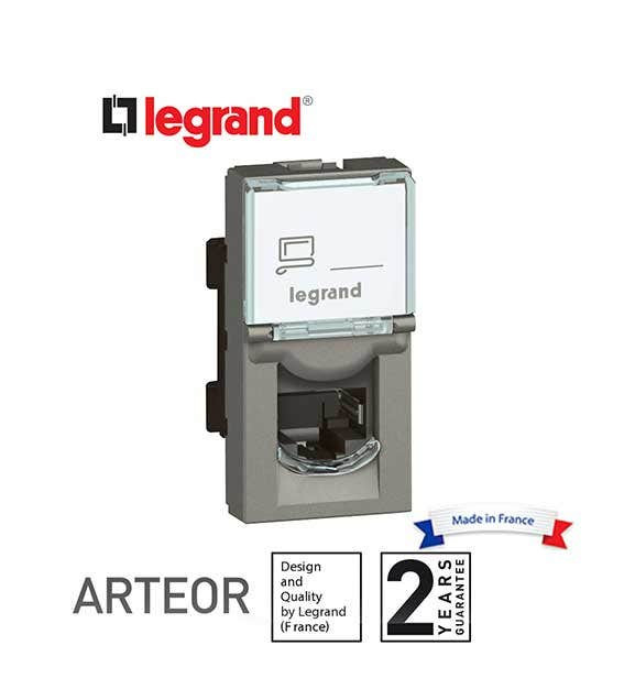 LEGRAND - RJ45 Socket Arteor, Cat. 6A UTP, 1 Module, Magnesium