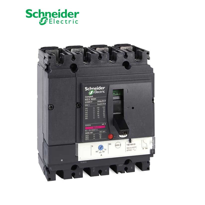 SCHNEIDER - MCCB Breaker, ComPact NSX160N, 4P 4d, 50kA at 415 VAC, TMD Trip Unit 100A