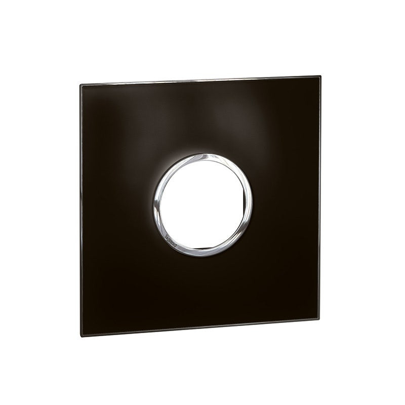 LEGRAND - Plate Arteor, Italian/US, 2 Modules, Round, 4"x4", Mirror Black
