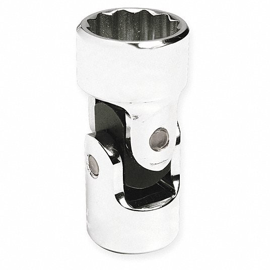 Flex Socket, 1/2 inch Drive Size, 1/2 inch Socket Size, 12-Point, Alloy Steel, Standard, Chrome Finish