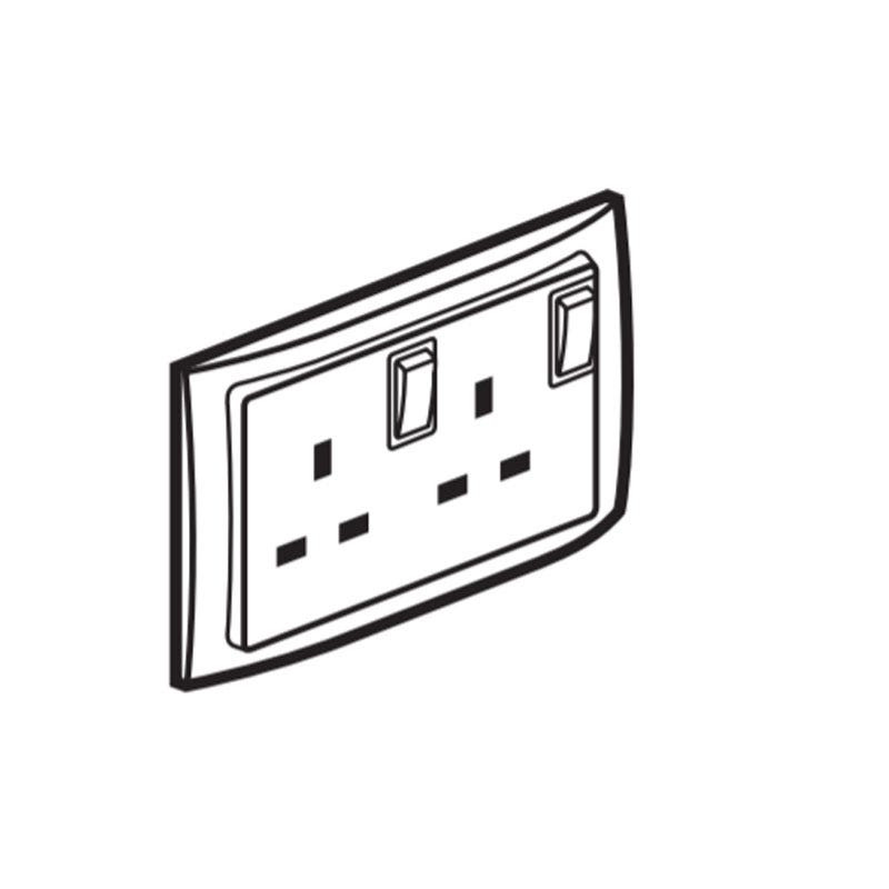DISCONTINUED LEGRAND - Double Pole British Standard Socket Outlet Mallia, switched, 2 Gang, 13 A 250 V~ 