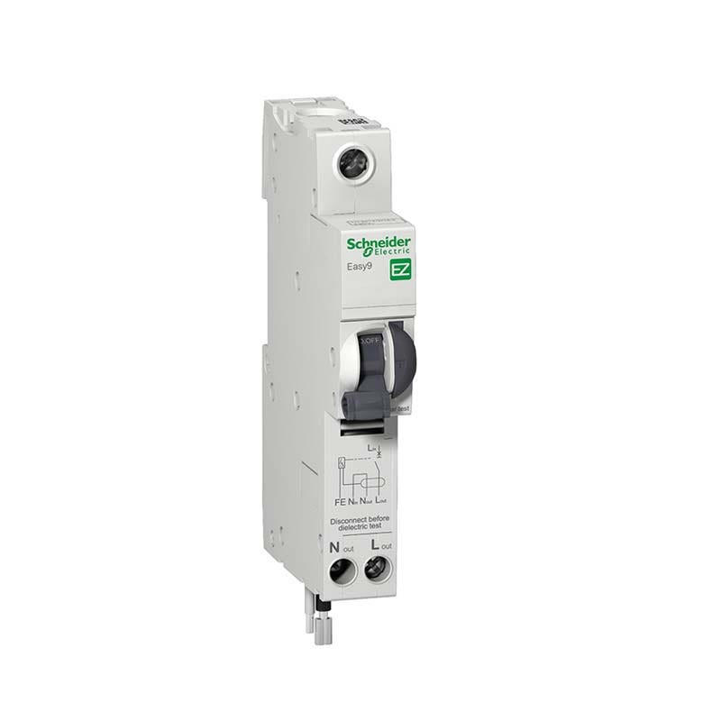 SCHNEIDER - RCBO Breaker, Easy9, 1P + Ns, 32A, C Curve, 6000A, 30Ma, 240 V