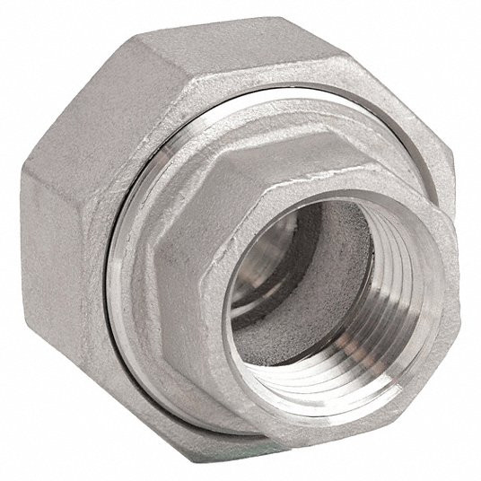 Union, 304 Stainless Steel, 1/2 inch x 1/2 inch Fitting Pipe Size, Female NPT x Female NPT, Class 150