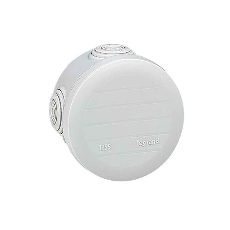 LEGRAND - Junction Box Plexo, 4 Glands, IP55 IK07, Round Ø70mm, Height 45mm, Grey