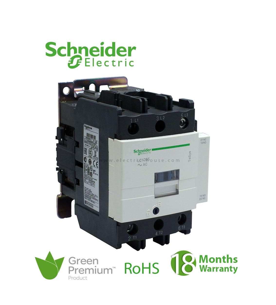 SCHNEIDER - Tesys D Contactor, 3P(3 No), AC-3, = 440 V 80 A, 220 V AC 50/60 Hz Coil