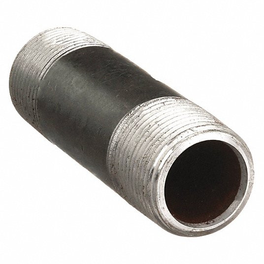 Nipple, Black Steel, 1/4Inch Nominal Pipe Size, 6Inch Overall Lg, Threaded on Both Ends, Schedule 80