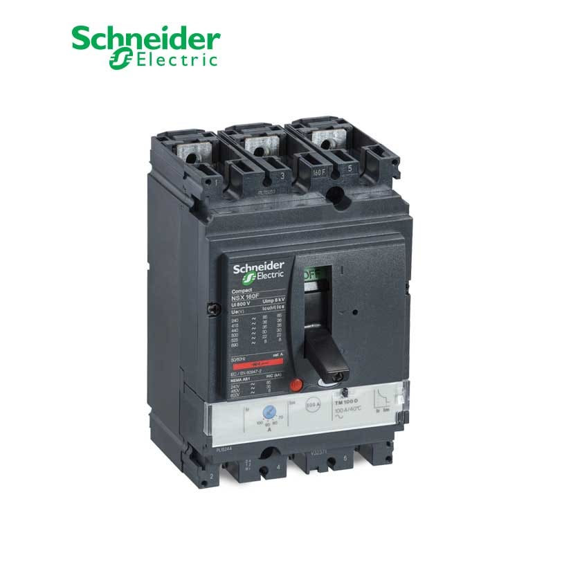 SCHNEIDER - MCCB Breaker, ComPact NSX160N, 3P 3d, 50kA at 415 VAC, TMD Trip Unit 100A