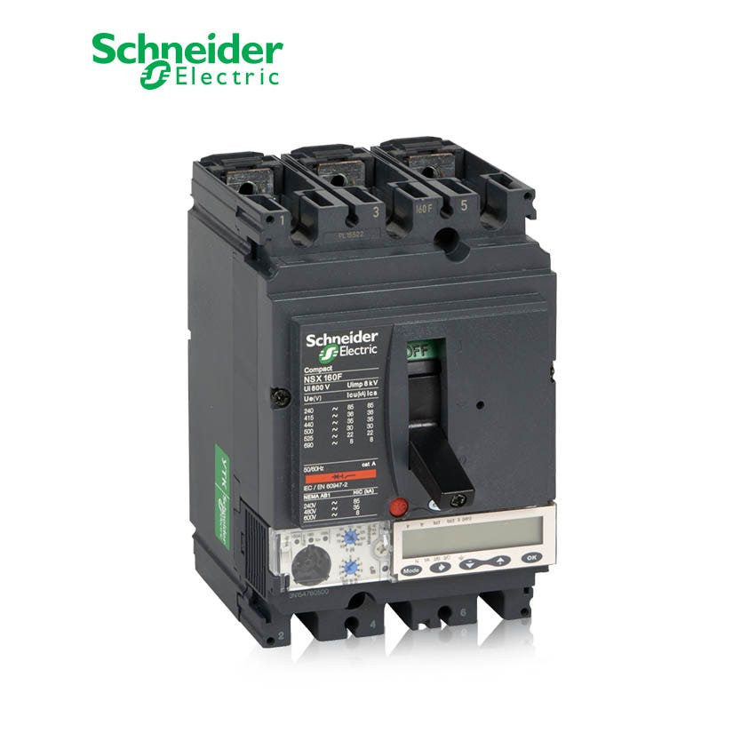 SCHNEIDER - MCCB Breaker, ComPact NSX160N, 3P 3d, 50kA at 415 VAC, MicroLogic 5.2A Trip Unit 160A