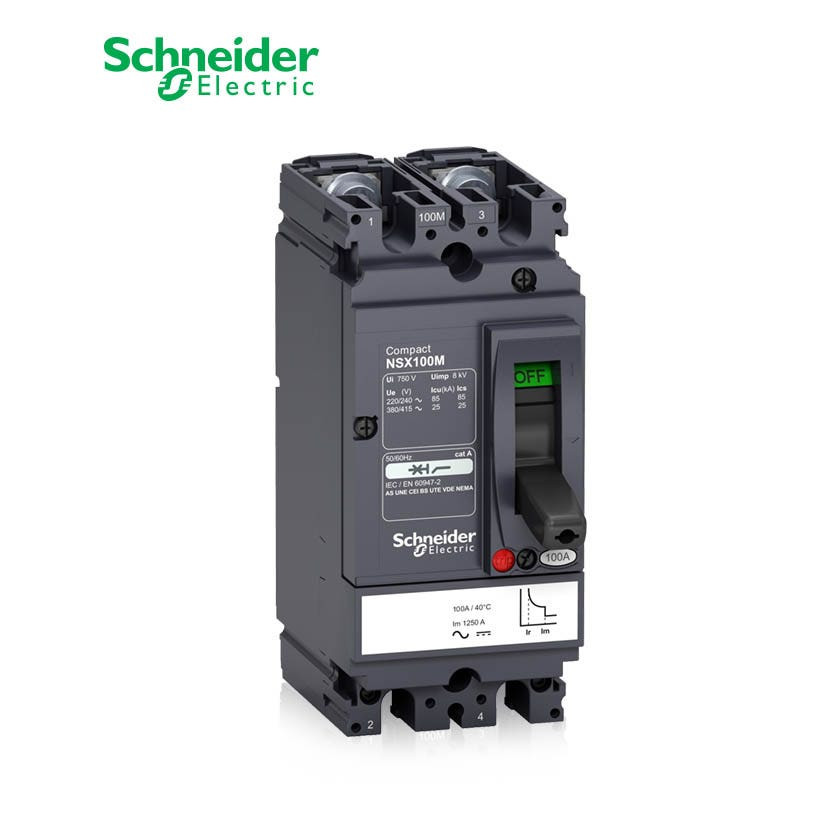 شنايدر - قاطع رئيسي 30 أمبير - ComPact NSX100M AC/DC, 2P 2d, 25kA at 415 VAC, TMD Trip Unit 30A