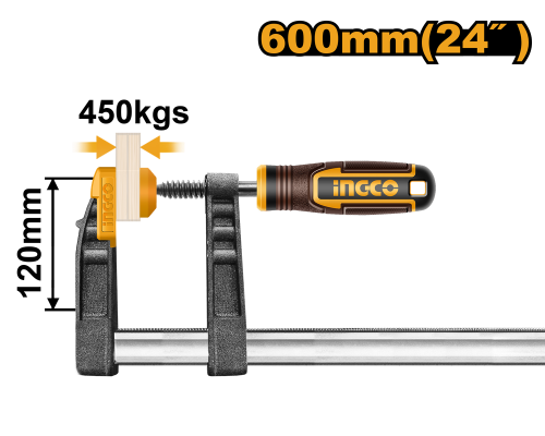 Ingco F Clamp 24" size:120x600mm مربط نجارين 24 بوصة