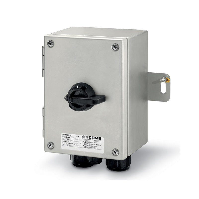 SCAME - Enclosed Switch Disconnector, 20A, 2P, IP66, 141x200x126mm, II 2GD, General, Grey