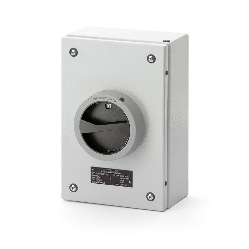 SCAME - Enclosed Switch Disconnector, Varnished Metal, 125A, 3P+N, 200x300x120mm, Y5, IK10, General, Grey/Black