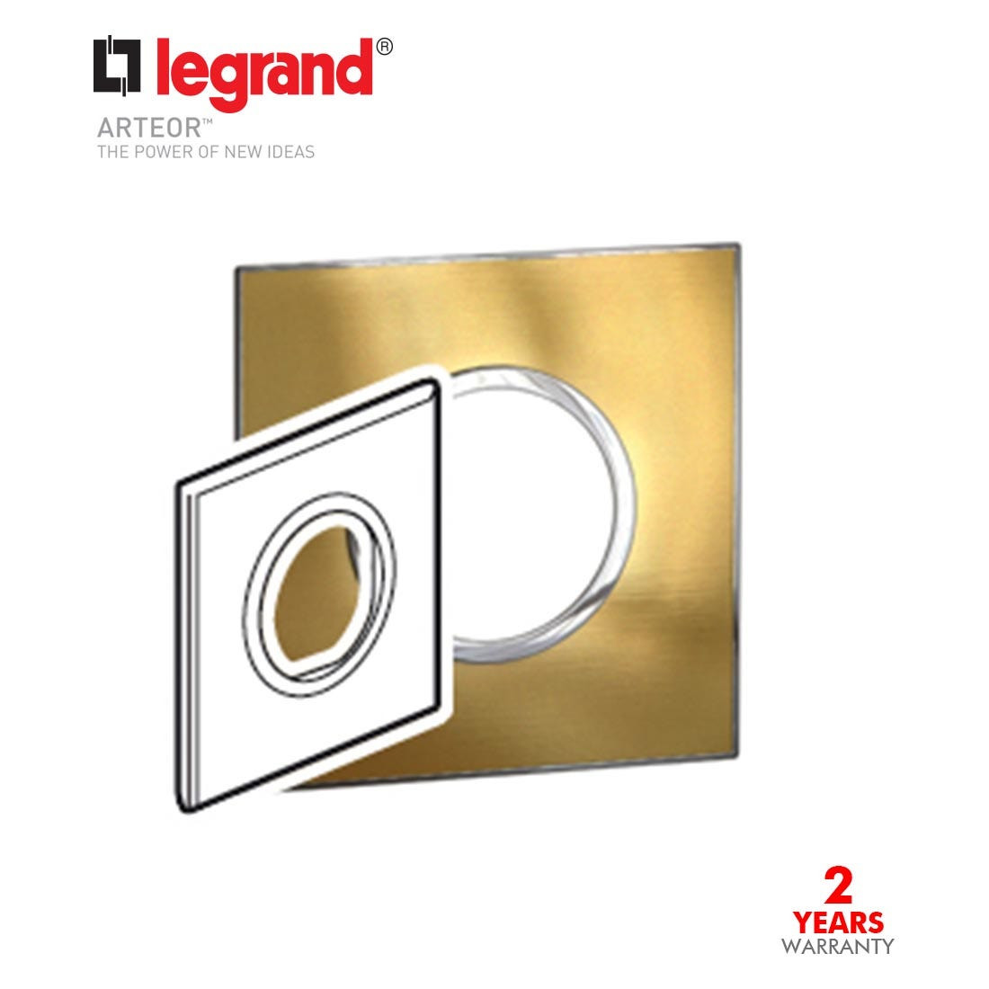 LEGRAND - Plate 1G 2Mod Round BS, Gold Brass Arteor