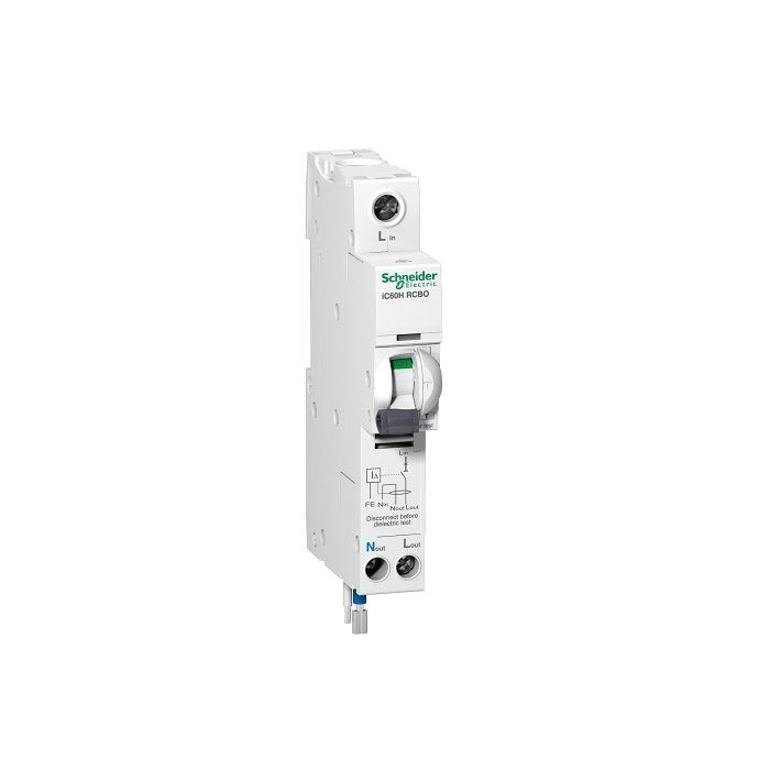 SCHNEIDER - RCBO Breaker, Acti9 iC60H, Earth Leakage, 1P + Ns, C curve, 40A, 30mA, 240 V