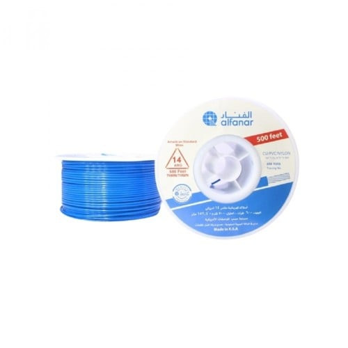 Alfanar Copper Wire - 450/750 V - Coil Length 250 feet - THNN/AWG14/PVC - Blue