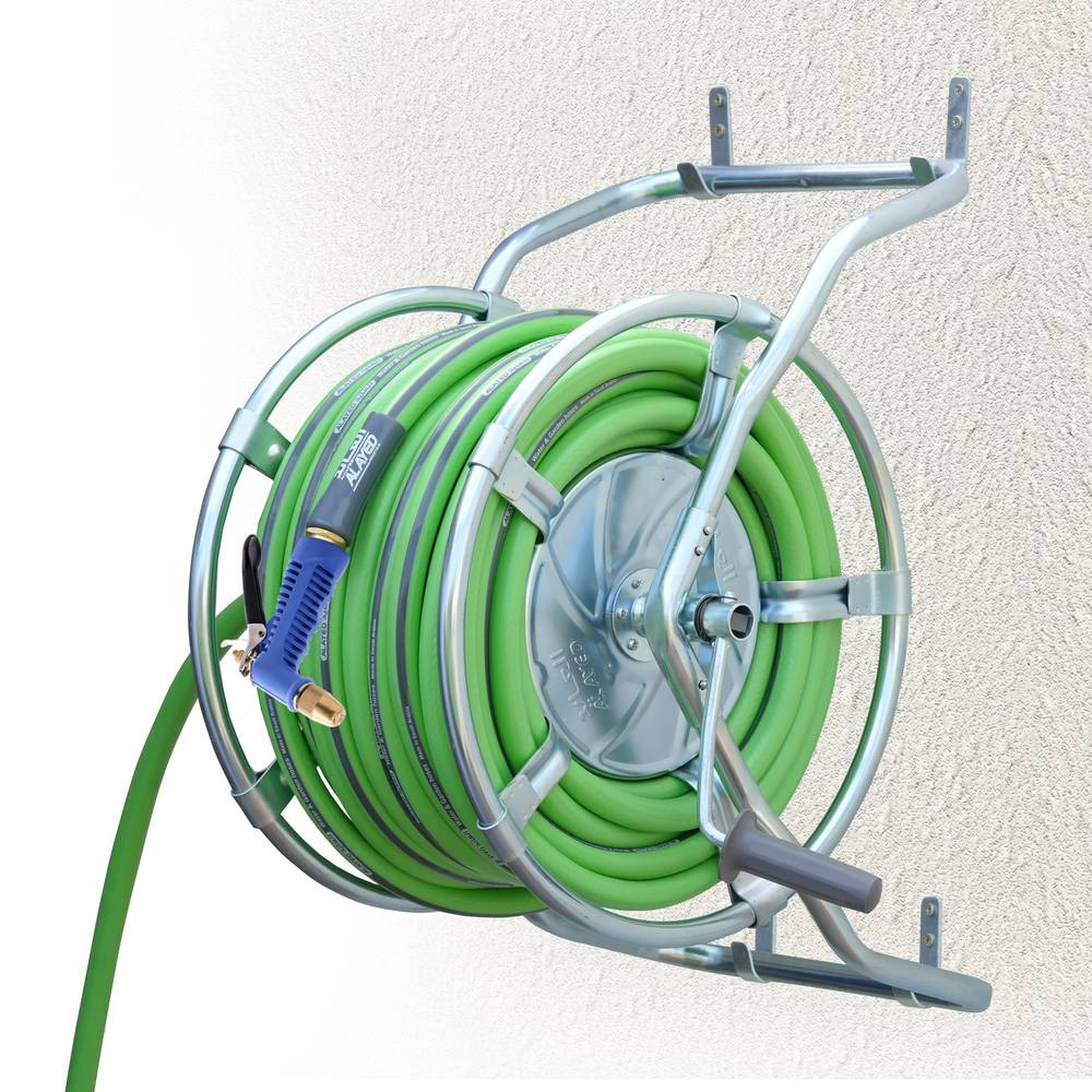 STEEL REEL WITH WATER &amp; GARDEN HOSE 1/2" - 40 M ( GREEN LIGHT )