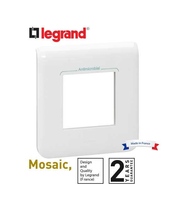 LEGRAND - Plate 1 Gang for 2 Modules 22.5 x 45 mm, Antimicrobial