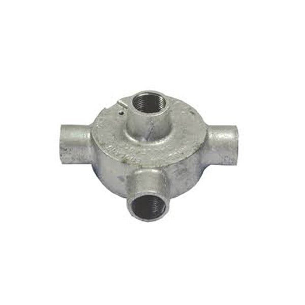 ITCC - Tee Box Back Outlet, 3 Way, Malleable Iron, HDG,25mm