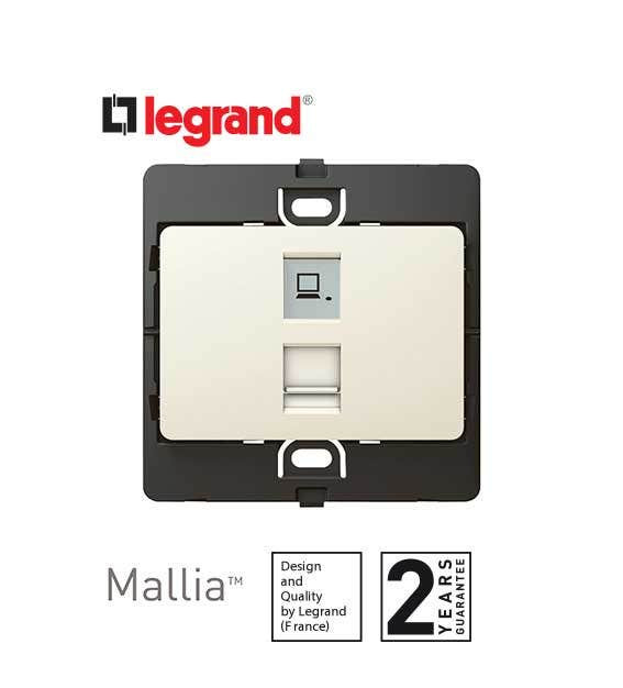 DISCONTINUED LEGRAND - Data Socket Mallia, RJ 45, Cat. 6, UTP, Pearl