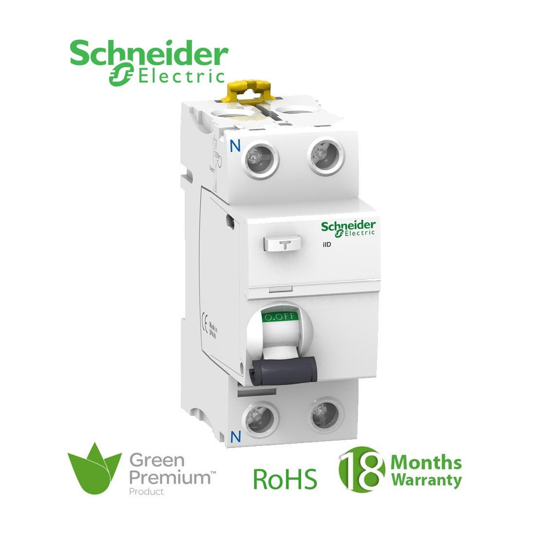 SCHNEIDER - RCCB Breaker, Acti9 iID, 2P, 25A, 300mA, Type AC