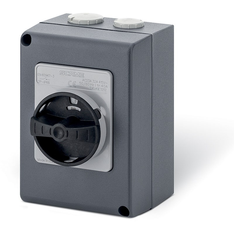 SCAME - Enclosed Switch Disconnector, 20A, 3P+SN, IP66, 105x150x82mm, Y1 IK10, General, Die Cast Aluminium, Grey/Black, Solid Neutral