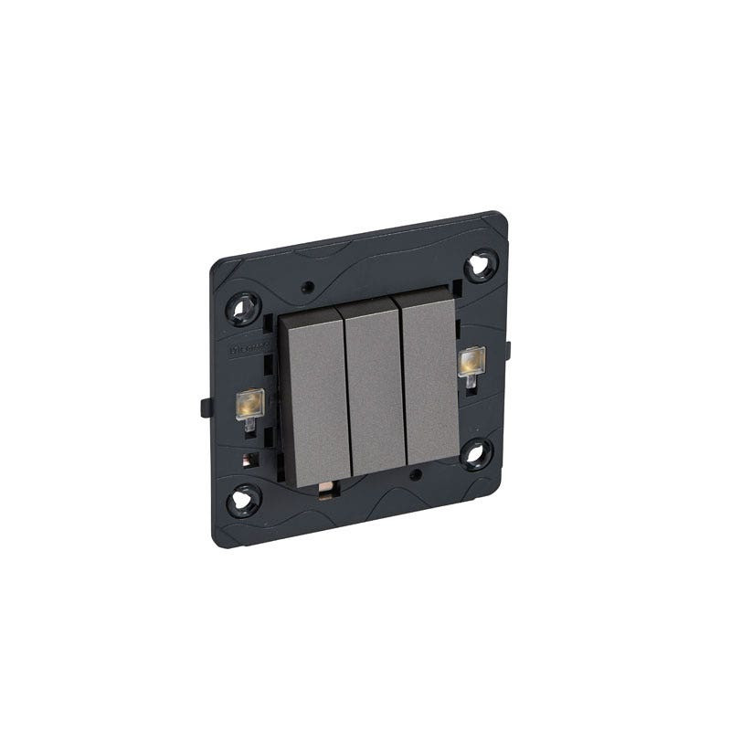 LEGRAND - Switch 10A 250V 2Way 3G Sqr, Magnesium Arteor