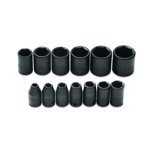 PROTO - 1/4" Drive Metric Impact Socket Set, 13 Pieces, 6 Point