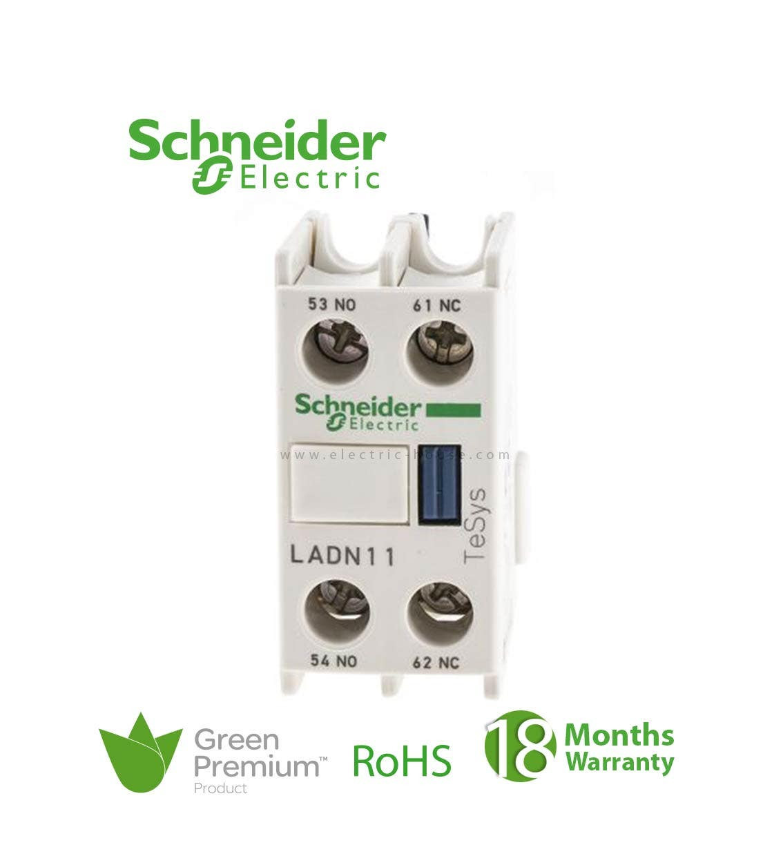 SCHNEIDER - Tesys D, Auxiliary Contact Block, 1 No + 1 NC, Screw-Clamps Terminals