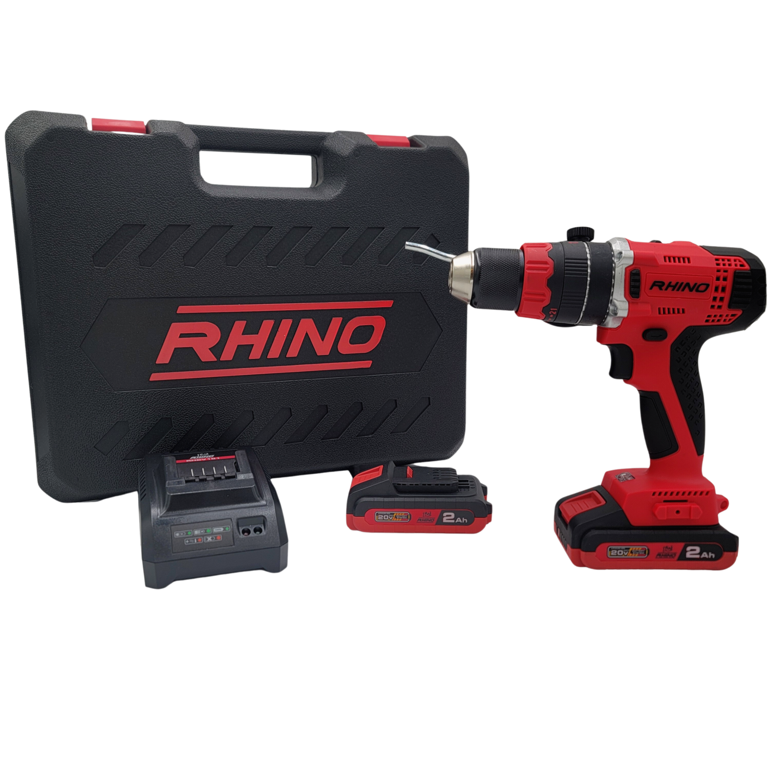 RHINO, Cordless Compact Hammer Drill, 20V With 2 Battery