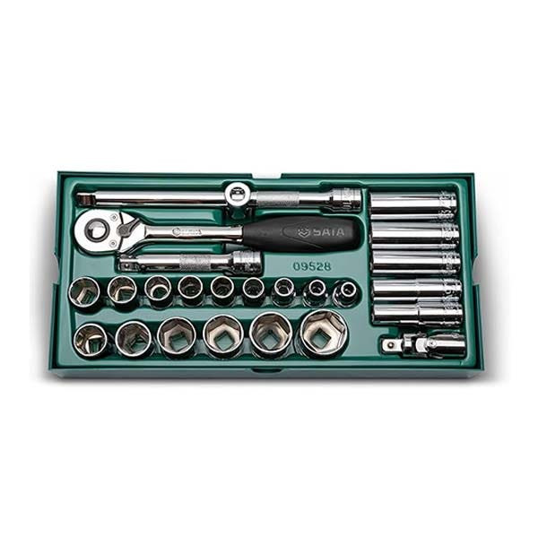 SATA - 1/2" Drive SAE Socket Tray Set, 6 Points, 25 Pieces