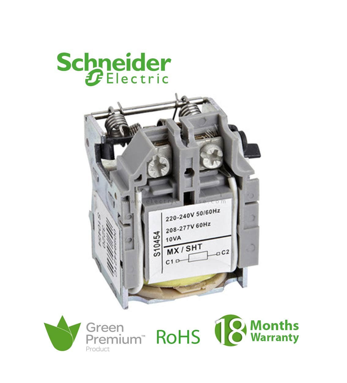 SCHNEIDER - MX Shunt Release, ComPact NSX, Rated Voltage 220/240 VAC 50/60 Hz, 208/277 VAC 60 Hz, Screwless Spring Terminal Connections