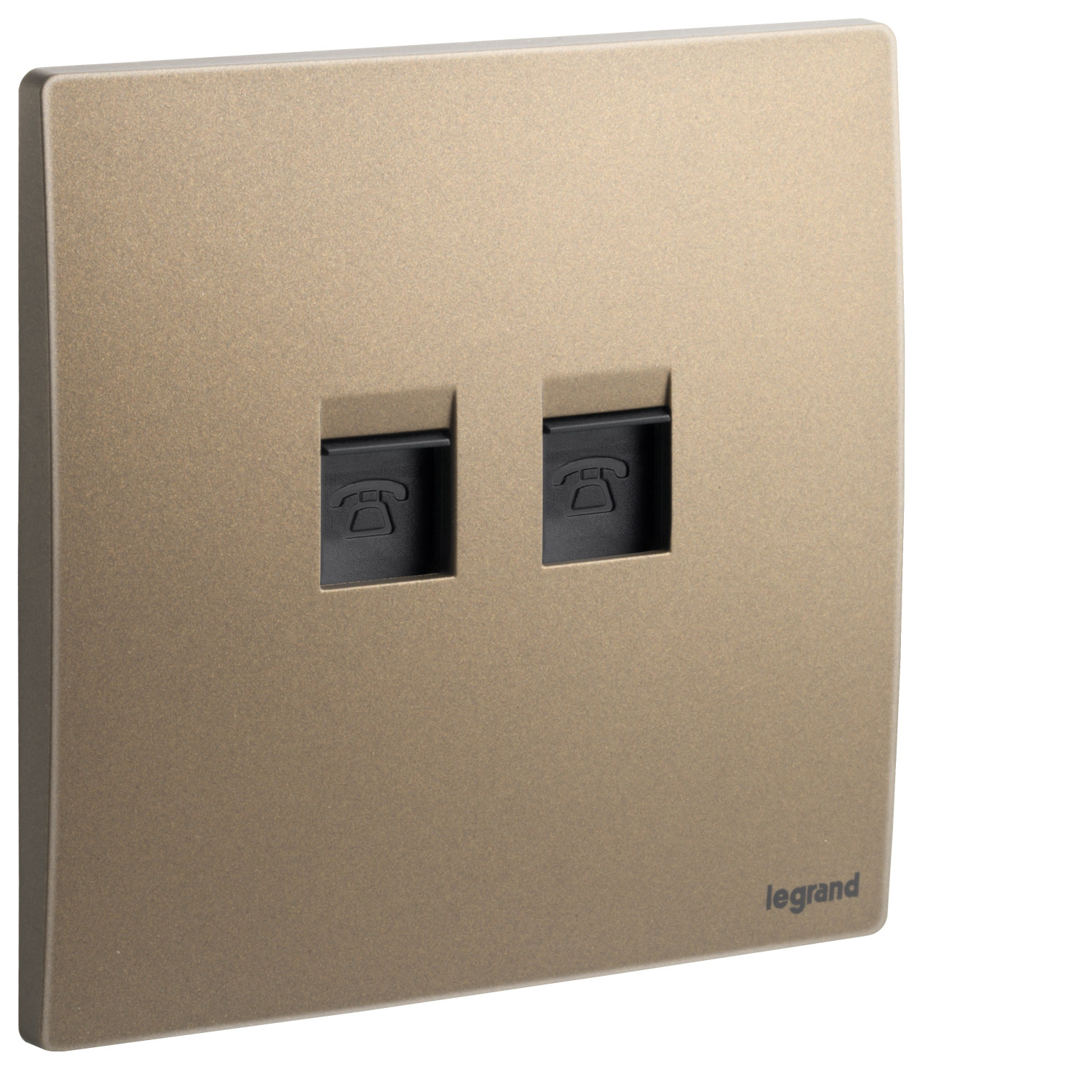 LEGRAND - Telephone Socket Mallia, Double RJ 11, 4 Contacts, Dark Bronze