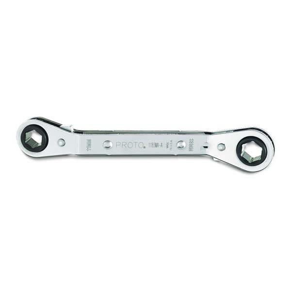PROTO - Offset Double Box Reversible Ratcheting Wrench, 11 x 13 mm, 6 Point
