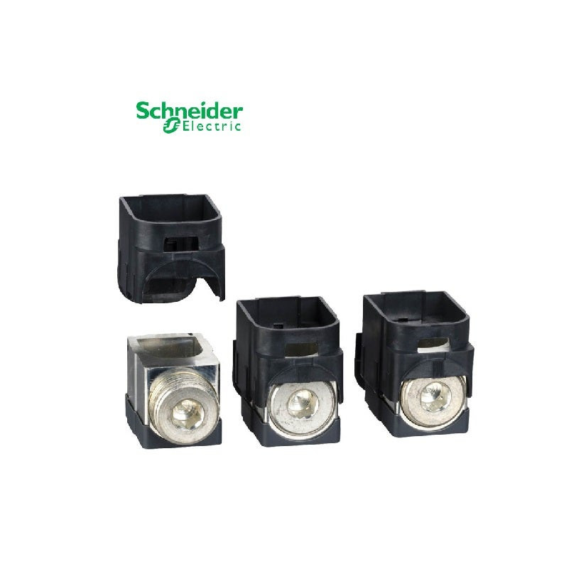 SCHNEIDER - Aluminium Bare Cable Connectors, ComPact NSX, EasyPact CVS, for 1 Cable 120 mm² to 185 mm², 250 A, Set of 3 Parts