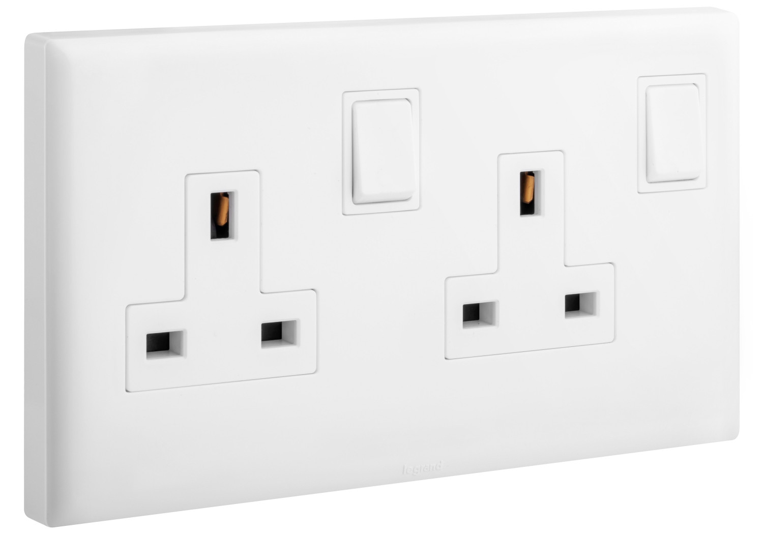 LEGRAND - Socket Eloe, BS, 2 Gang, Double Pole, Switched, 13A, 250V, White