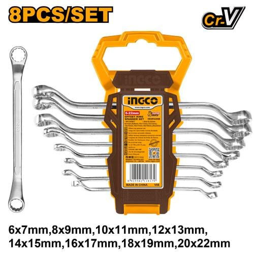 8pcs offset ring spanner set 6-22mm طقم مفاتيح مقفل 8 قطع