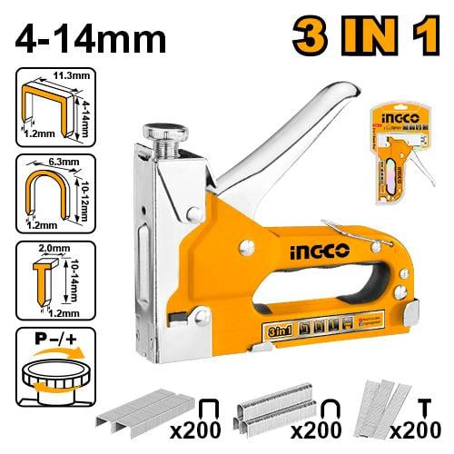 3 In 1 staple gun With 200pcs Staples/200pcs U-Shape Staples/200pcs Brad Nails مكبس تنجيد يدوي 3 * 1 +طقم دبابيس هدية