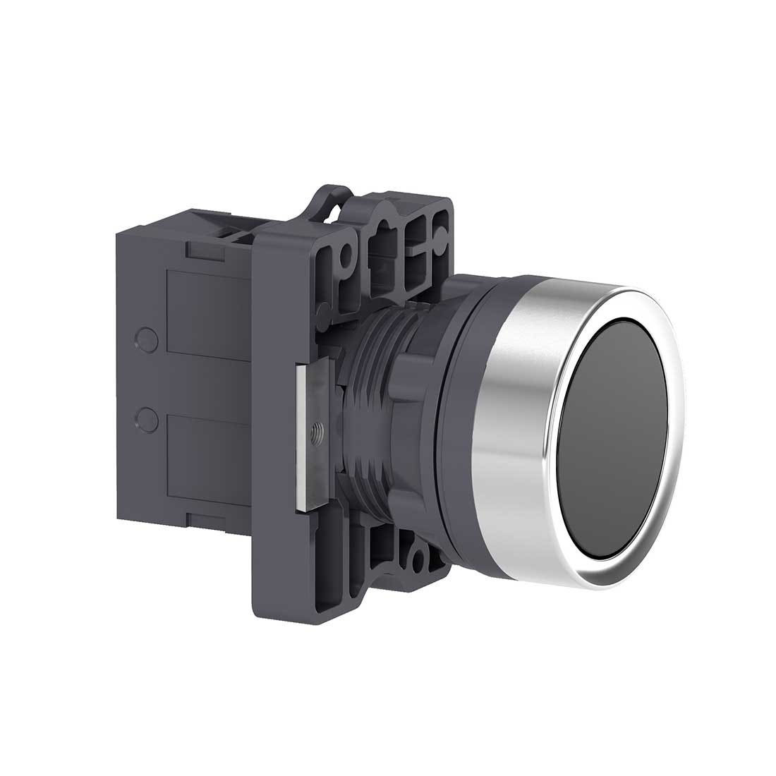 SCHNEIDER - Round Black Push-Button ˜ 22, Flush Spring Return, 1No