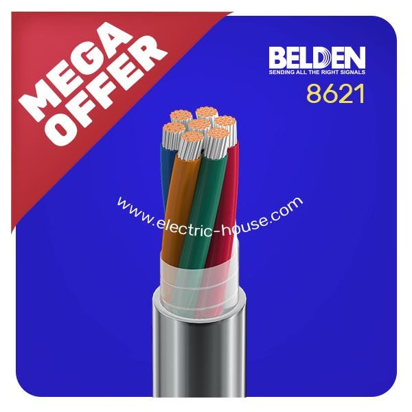 BELDEN - Audio, Control & Instrumentation Cable, 7C*22 AWG, TC, PVC Insulation, Unshielded, PVC Jacket, Grey, 305M/Reel