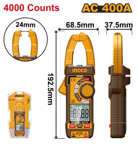 Digital AC clamp meter 600V- 400A جهاز قياس رقمي كلامبميتر 600 فولت 400 امبير