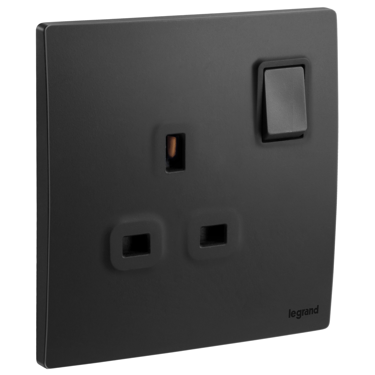 LEGRAND - British Standard Double Pole Socket Outlet Mallia, 1 Gang, Switched, 13 A, 250 V~, Matt Black