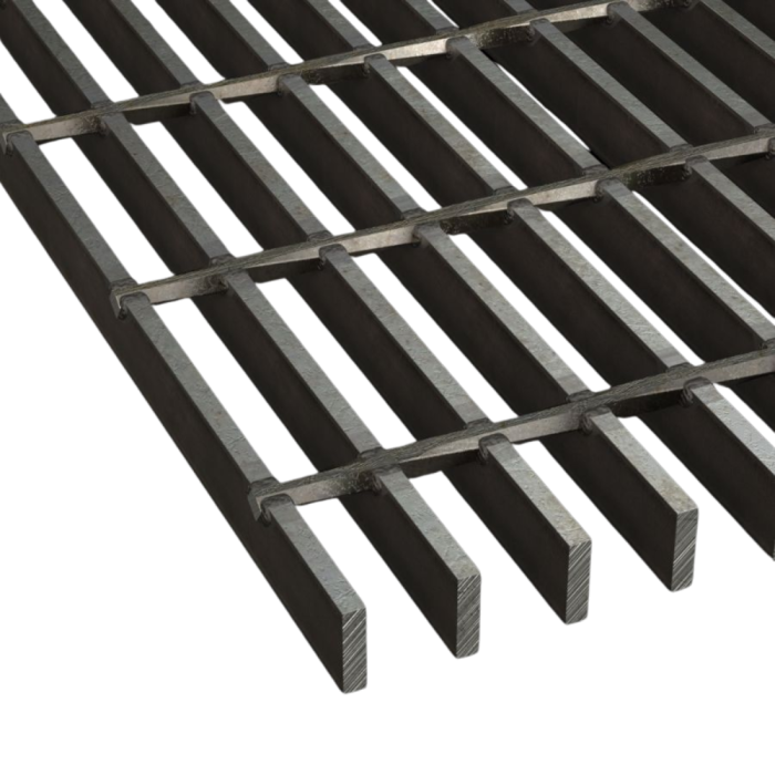 Welded Steel Grating - Black and Galvanized - Plain/Serrated - Thickness (mm): 5 - Height (mm): 25 - Surface: Plain - Iron Coating: Galvanized