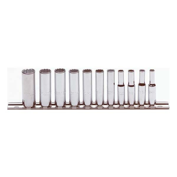 PROTO - 1/4" Drive Metric Deep Socket Set, 11 Pieces, 12 Point