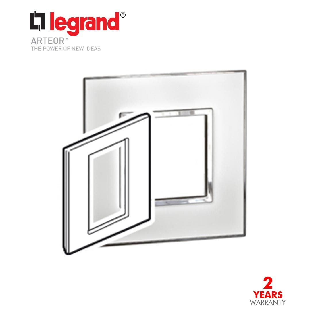 LEGRAND - Plate 1G 3Mod Sqr BS, Mirror White Arteor