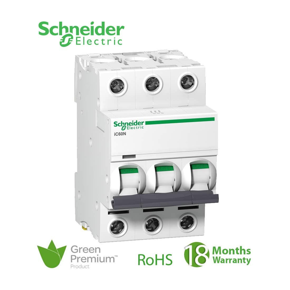 SCHNEIDER - MCB Breaker, Acti9 iC60N, 3P, 63A, C curve 