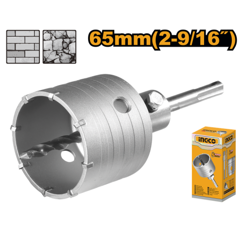 Hole core bit 65mm With 1pcs 110mm adaptor With 1pcs 8X110mm masonry drill bit هول كور 65 ملى +دليل هيلتى