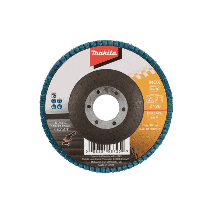 Flap Disc Flat Type, 115×22.23mm, GRIT Z120, For Steel & Stainless Steel