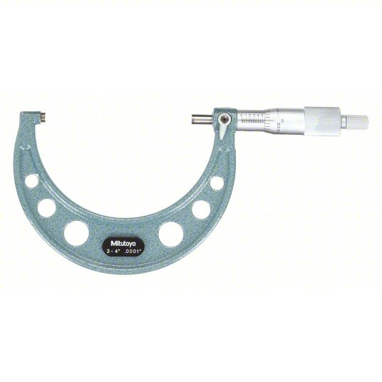 Mechanical Outside Micrometer, Inch, 3-inch to 4-inch Range, +/-0.0015 inch Accuracy